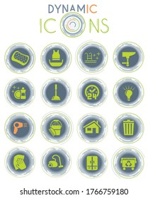 cleaning company web icons on white background with dynamic lines for animation for user interface design