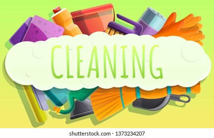 Cleaning concept banner. Cartoon illustration of cleaning vector concept banner for web design