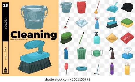 cleaning concept illustrations. Set of cleaning vector illustrations