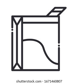 Cleaning concept, laundry powder soap box. Domestic hygiene vector illustration line style icon