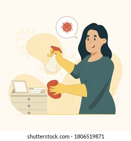 Cleaning concept prevent epidemic rebound illustration for banner, poster, website, etc.
