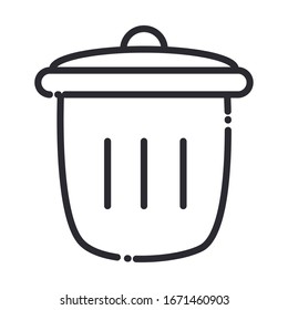 Cleaning concept, trash waste can. Domestic hygiene vector illustration, line style icon.