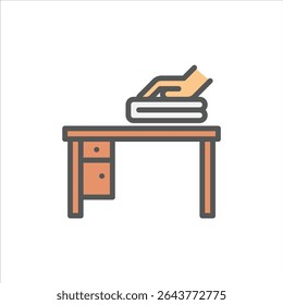 ícone de estrutura de tópicos preenchida com a mesa de limpeza. limpe a ilustração da linha de cores da tabela.