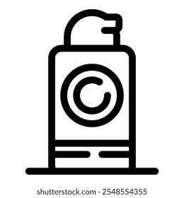 Cleaning detergent bottle with cap and label displaying cleaning symbol icon, suitable for laundry or other cleaning tasks