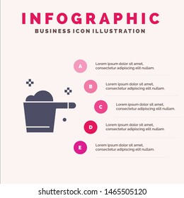 Cleaning, Detergent, Gauge, Housekeeping Solid Icon Infographics 5 Steps Presentation Background. Vector Icon Template background