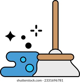 Cleaning Dirty Floor vector color design, Housekeeping symbol, Office caretaker sign, porter or cleanser equipment stock illustration, Mop the hallway concept