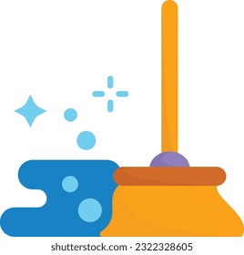 Cleaning Dirty Floor vector icon design, Housekeeping symbol, Office caretaker sign, porter or cleanser equipment stock illustration, Mop the hallway concept