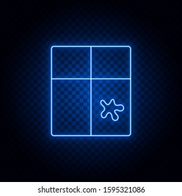 cleaning, dirty window neon icon. Blue neon vector icon