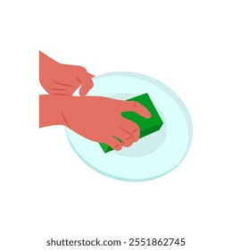 Cleaning Dish Flat Icon, Vector illustration