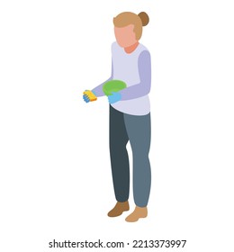 Cleaning Dish Icon Isometric Vector. Mom Work. Mother House