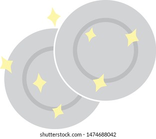 Cleaning dishes, kitchen cleaning plate vector icon