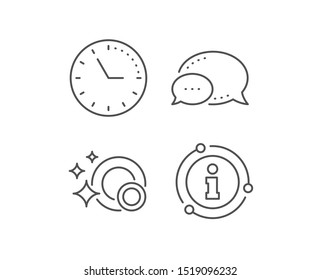 Cleaning dishes line icon. Chat bubble, info sign elements. Dishwasher sign. Clean tableware sign. Linear clean dishes outline icon. Information bubble. Vector