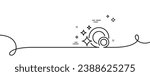 Cleaning dishes line icon. Continuous one line with curl. Dishwasher sign. Clean tableware sign. Clean dishes single outline ribbon. Loop curve pattern. Vector