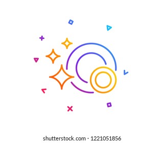 Cleaning dishes line icon. Dishwasher sign. Clean tableware sign. Gradient line button. Clean dishes icon design. Colorful geometric shapes. Vector