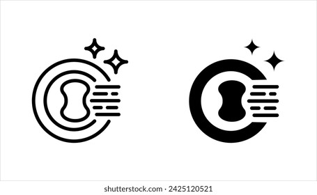Cleaning dishes line icon set. Dishwasher sign. Clean tableware sign. vector illustration on white background
