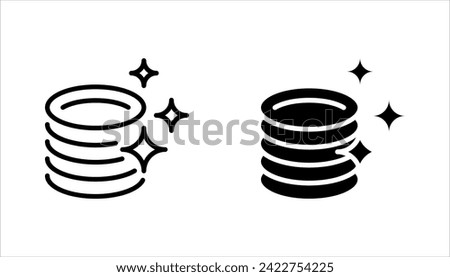 Cleaning dishes line icon set. Dishwasher sign. Clean tableware sign. vector illustration on white background