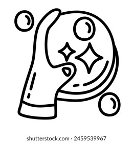 cleaning dishes of cleaning service doodle icons