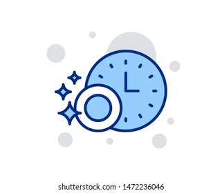 Cleaning dishes with Time line icon. Dishwasher sign. Clean tableware sign. Linear design sign. Colorful dishwasher timer icon. Vector