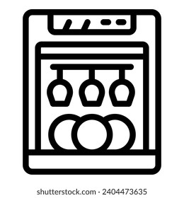 Cleaning dishware machine icon outline vector. Dishwashing detergent tablet. Automatic dishwasher machine
