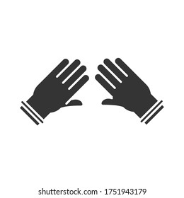 cleaning disinfection, hands with glove protection, coronavirus prevention sanitizer products silhouette style icon vector illustration