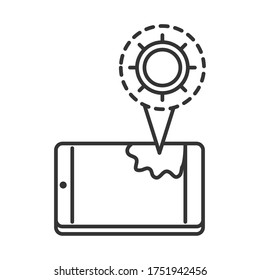 cleaning disinfection, infected smartphone virus, coronavirus prevention sanitizer products line style icon vector illustration