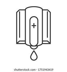 cleaning disinfection, pump dispenser hand wash, coronavirus prevention sanitizer products line style icon vector illustration