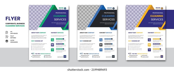 Cleaning and disinfection services corporate business A4 flyer design template