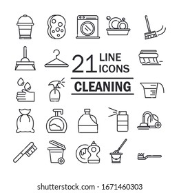 cleaning, domestic hygiene icons set domestic hygiene vector illustration line style icon