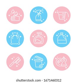 cleaning, domestic hygiene icons set domestic hygiene vector illustration block color style icon