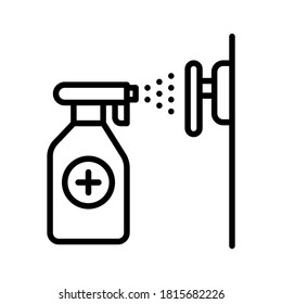 Cleaning door handles. Line vector. Isolate on white background.