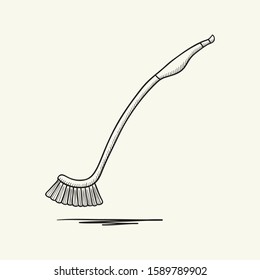 Cleaning dust brush. Hand drawn vector illustration.