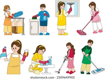 Cleaning. Dusting off, windows cleaned, floors cleaned, tables cleaned