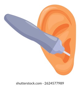 Limpando o canal auricular usando algodão, higiene auricular e conceito de remoção de cera