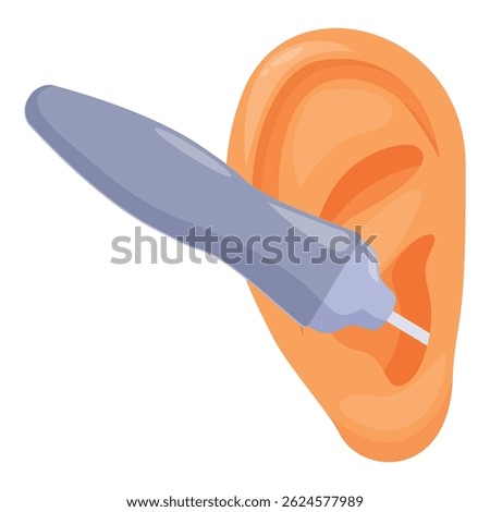 Cleaning ear canal using cotton swab, ear hygiene and wax removal concept