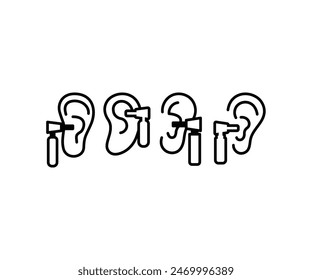 cleaning ear icons vector design simple line flat black white ilustration collections templates sets
