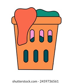 Cleaning Element. Laundry basket with clothes. Vector Flat illustration.