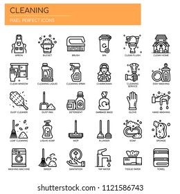 Cleaning Elements , Thin Line and Pixel Perfect Icons