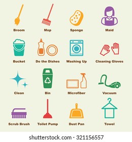 cleaning elements, vector infographic icons