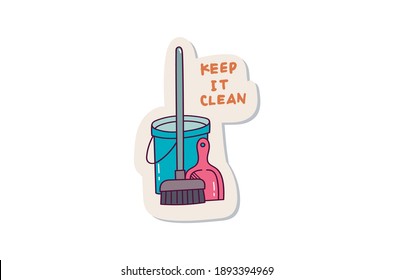 Cleaning equipment doodle sticker design