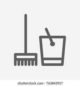 Cleaning equipment icon line. Isolated symbol on laundry topic with cleaning equipment, cleanup and broom meaning cleaning equipment icon isolated vector illustration.