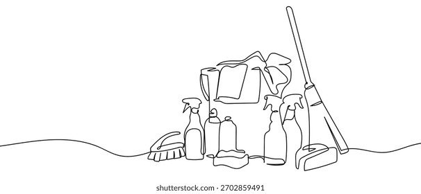 Cleaning equipment, one continuous line Minimalist linear design.