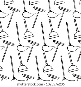 cleaning equipment scraper mop plunger background