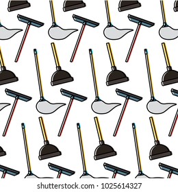 cleaning equipment scraper mop plunger background