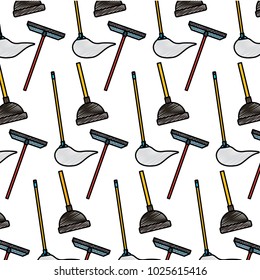 cleaning equipment scraper mop plunger background