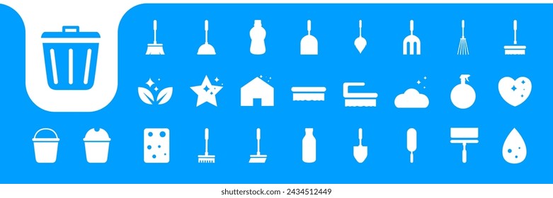 cleaning equipment set flat icon design vector
