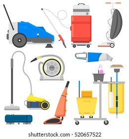 Cleaning equipment vector set.