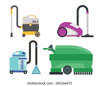 Cleaning equipment vector set.