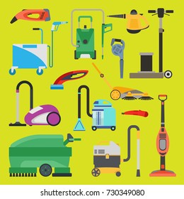 Cleaning equipment vector set.
