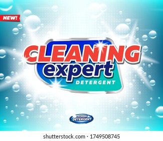 Cleaning expert laundry detergent product logo template. Best for label production, packaging and advertising design uses.
