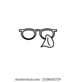 Cleaning eye glasses icon flat line symbol set.